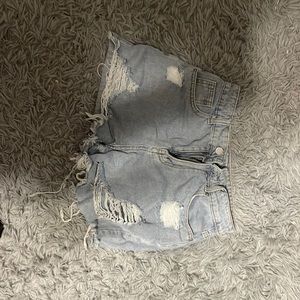 Lightwash Denim Distressed Shorts